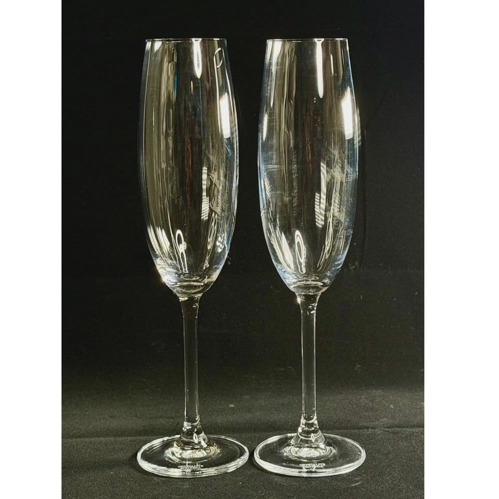 Crystalite Bohemia Champagne Flutes Stemware‎ Clear Glass Set of 2